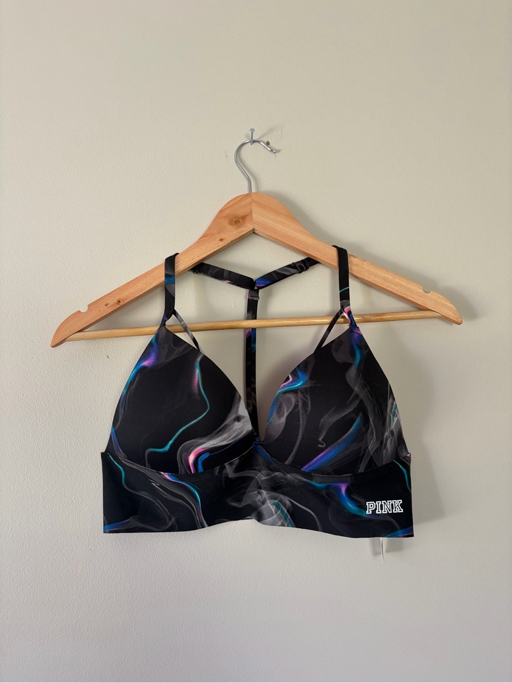 PINK Victoria's Secret Black Marble Wireless Bonded Bralette